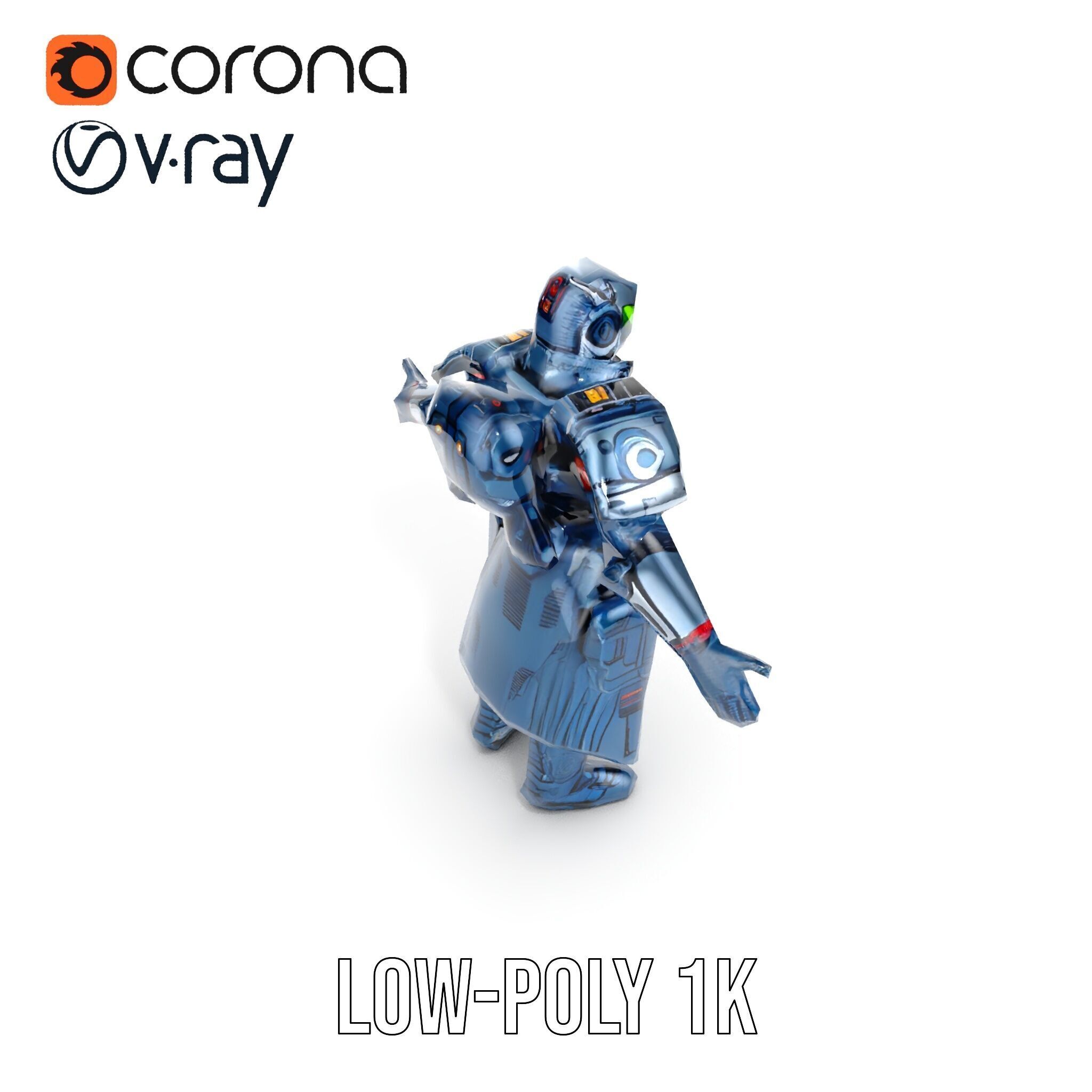 Futuristic Armored Soldier Rigged and Animated Character Model Low-poly 3D model_23