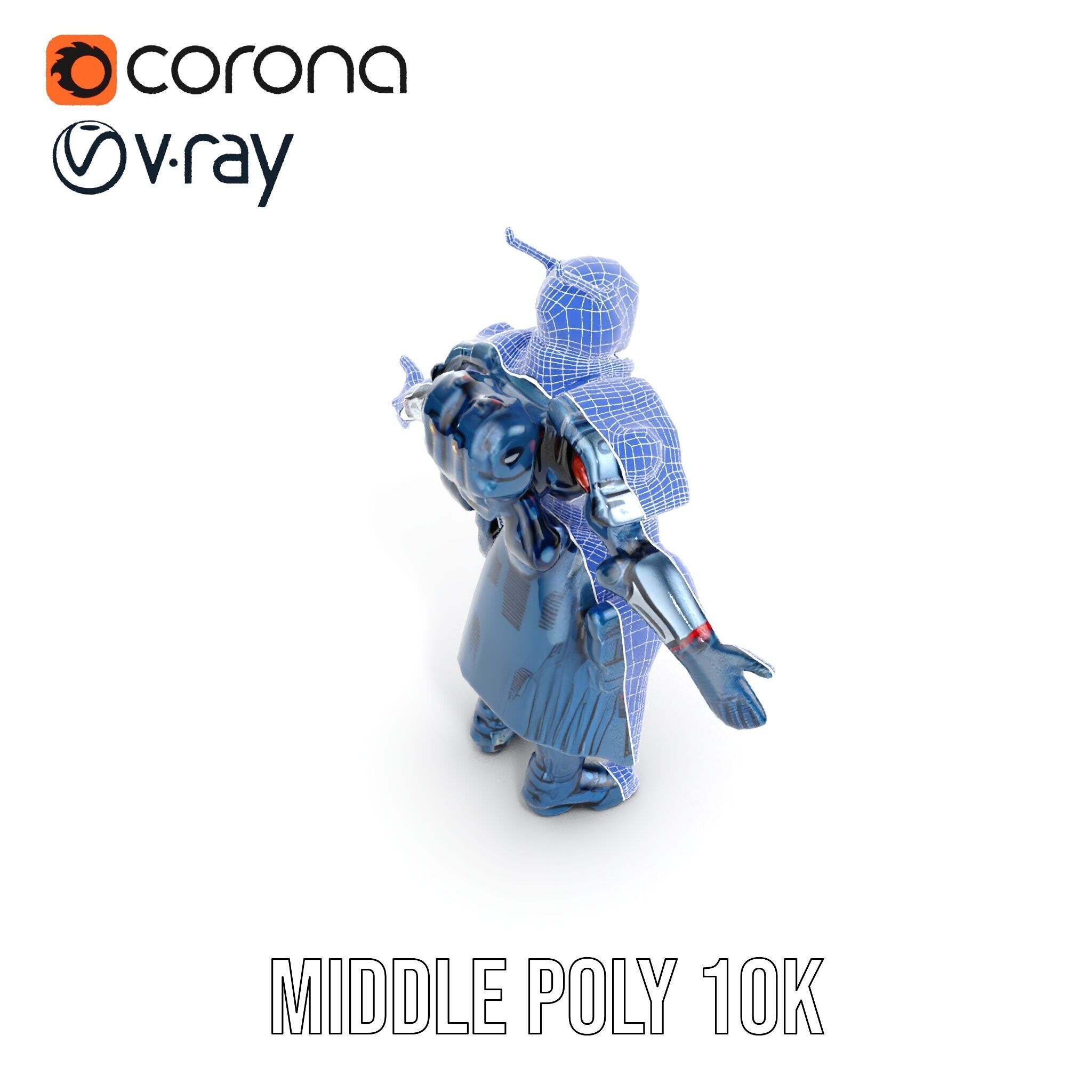 Futuristic Armored Soldier Rigged and Animated Character Model Low-poly 3D model_37