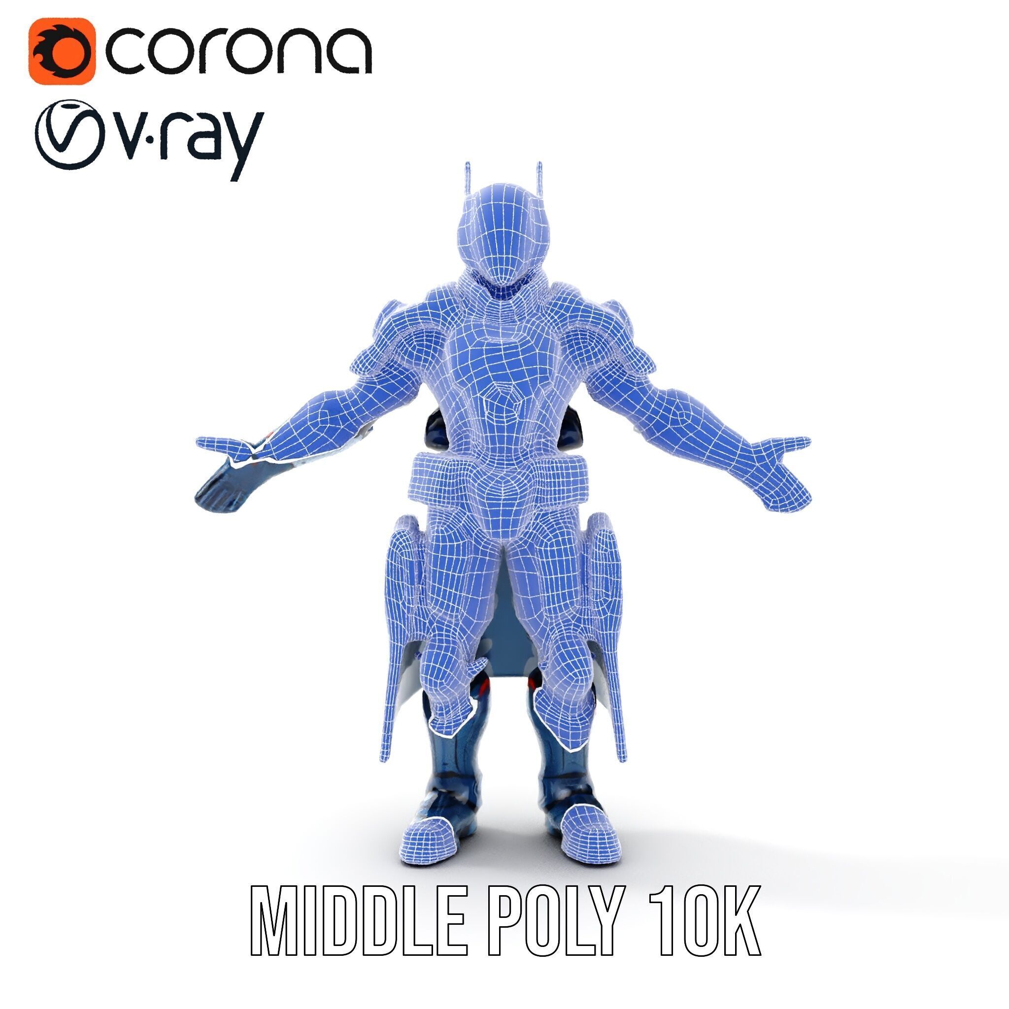 Futuristic Armored Soldier Rigged and Animated Character Model Low-poly 3D model_34