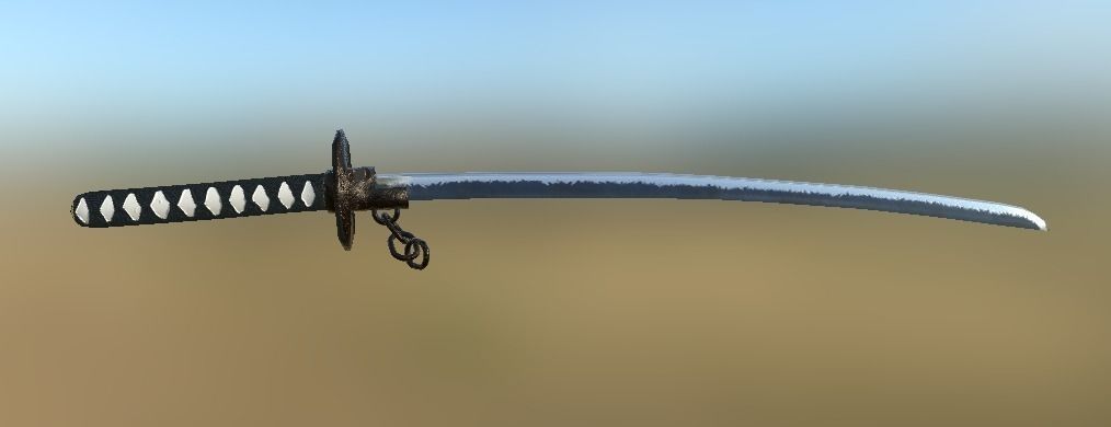 Katana sword Low-poly 3D model_0