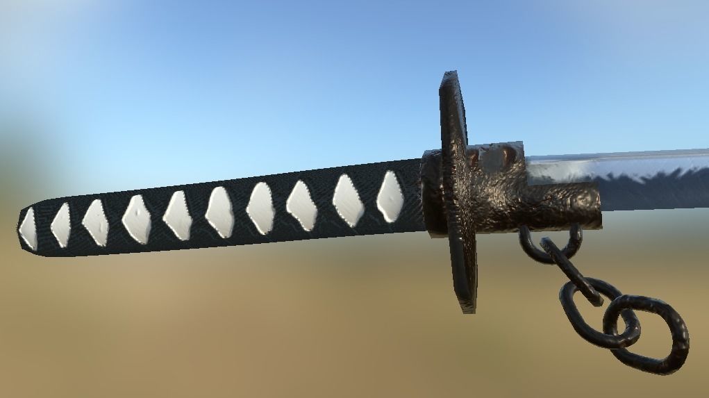 Katana sword Low-poly 3D model_2