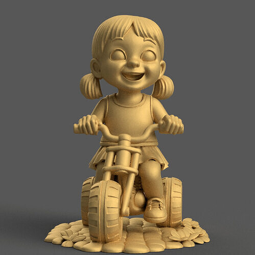 Cute Kid on Bike 3D STL File for Print 3D print model