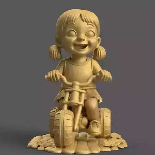 Cute Kid on Bike 3D STL File for Print