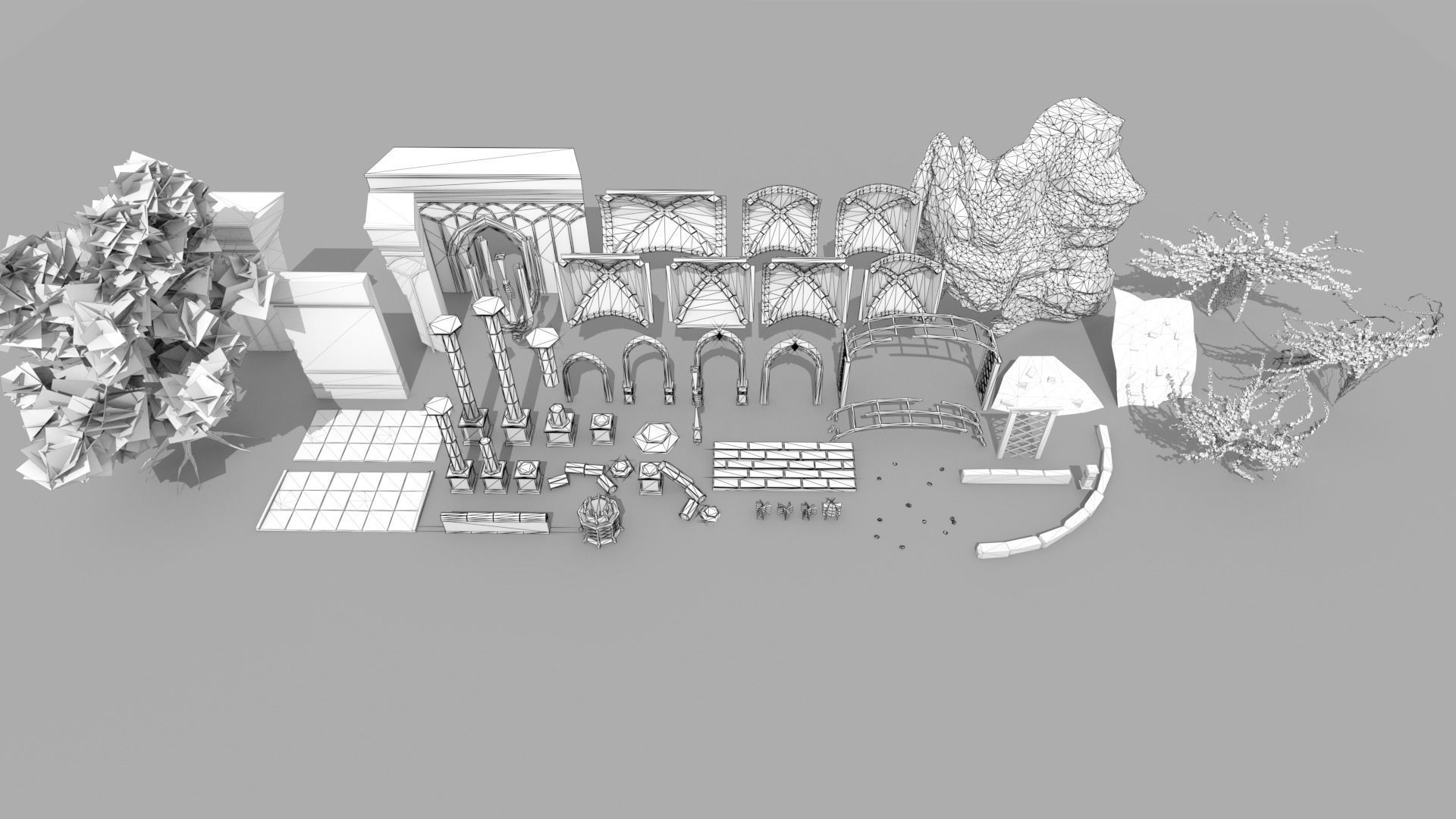 Elven Dungeon Ruins - Modular Low-poly 3D model_12