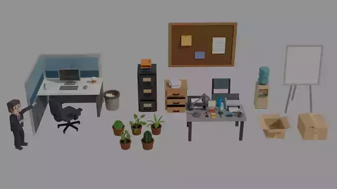 Low-poly Office Props Low-poly 3D model