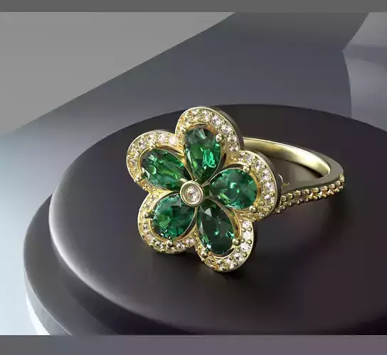 golden pear flower ring