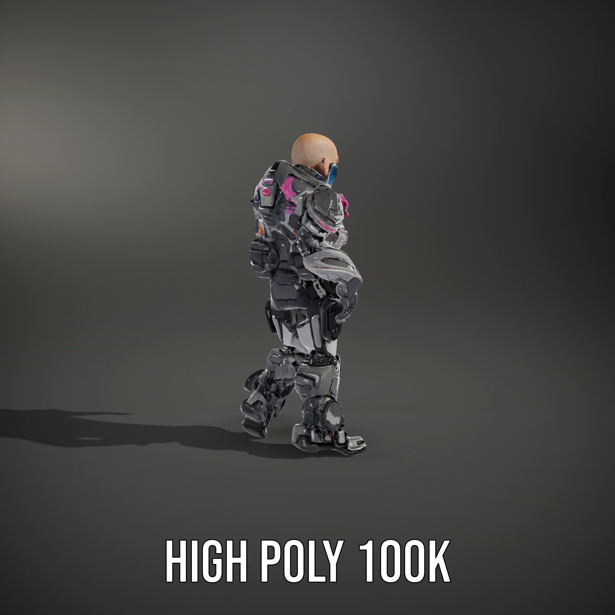 Cybernetic Warrior Rigged and Animated D Character Model Low-poly 3D model_14