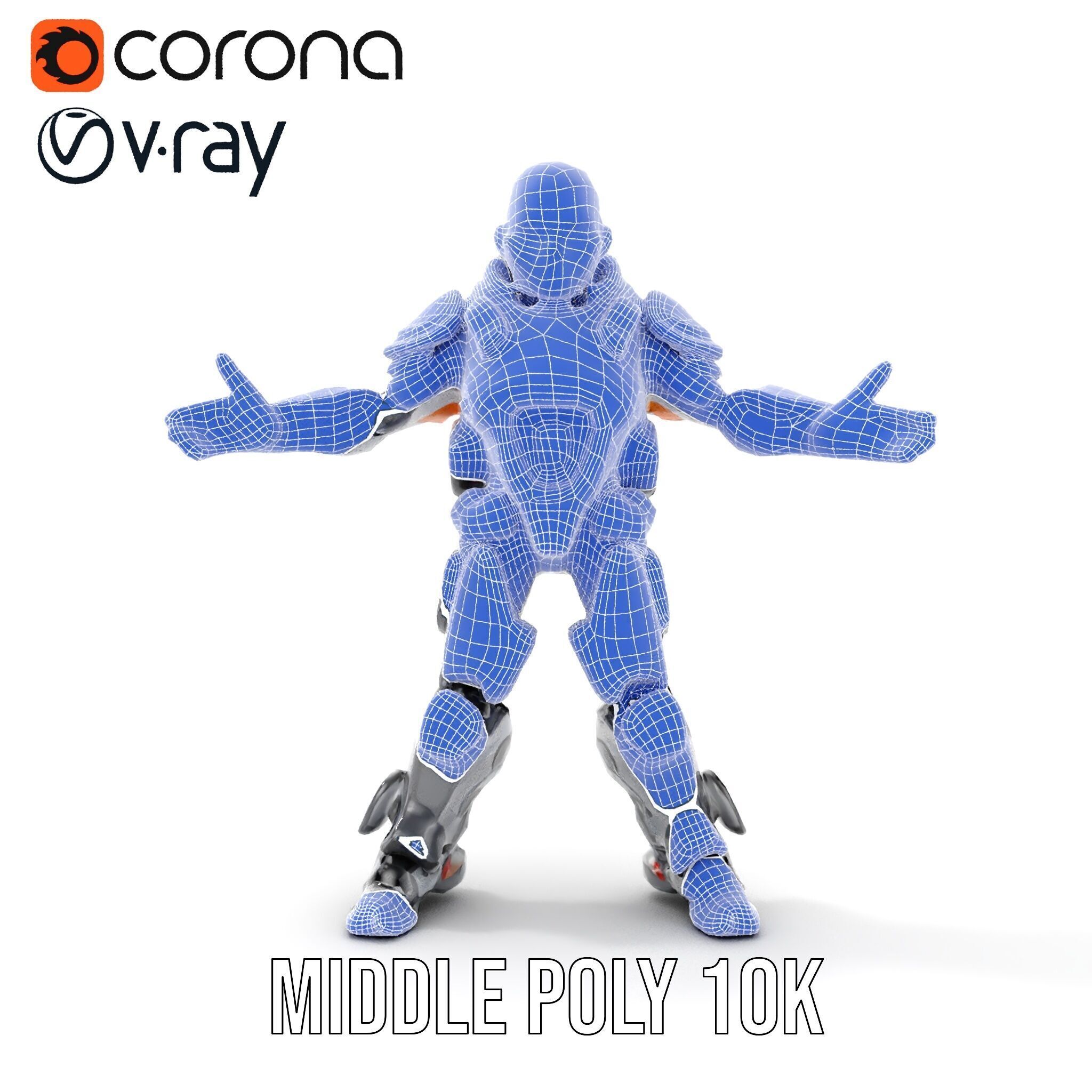 Cybernetic Warrior Rigged and Animated D Character Model Low-poly 3D model_34