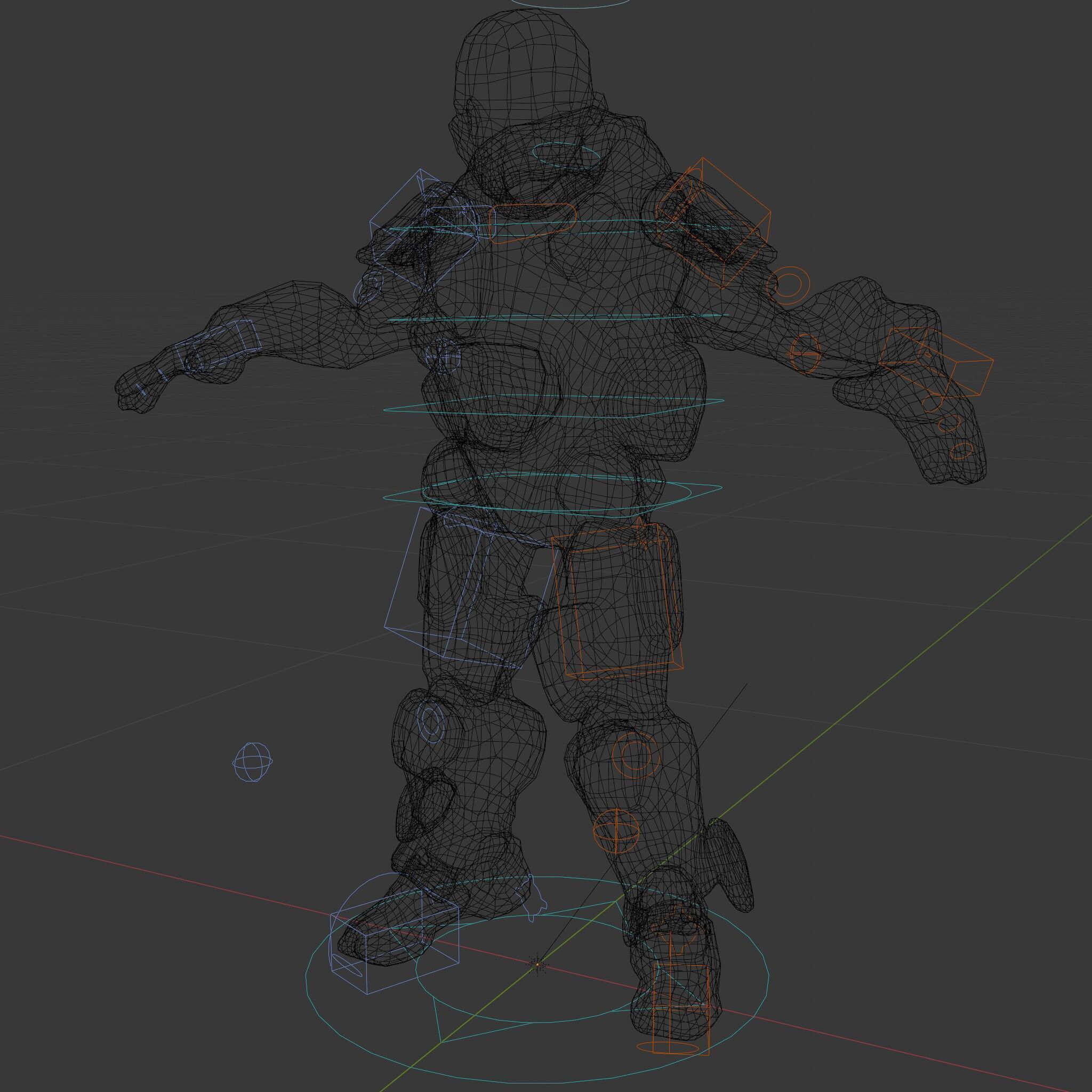 Cybernetic Warrior Rigged and Animated D Character Model Low-poly 3D model_7