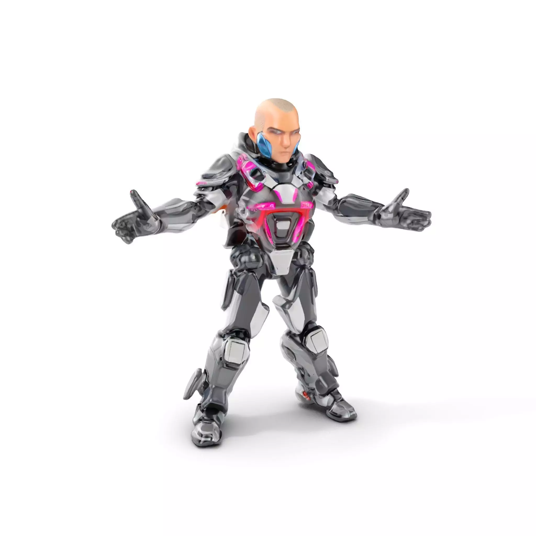 Cybernetic Warrior Rigged and Animated D Character Model Low-poly 3D model_0