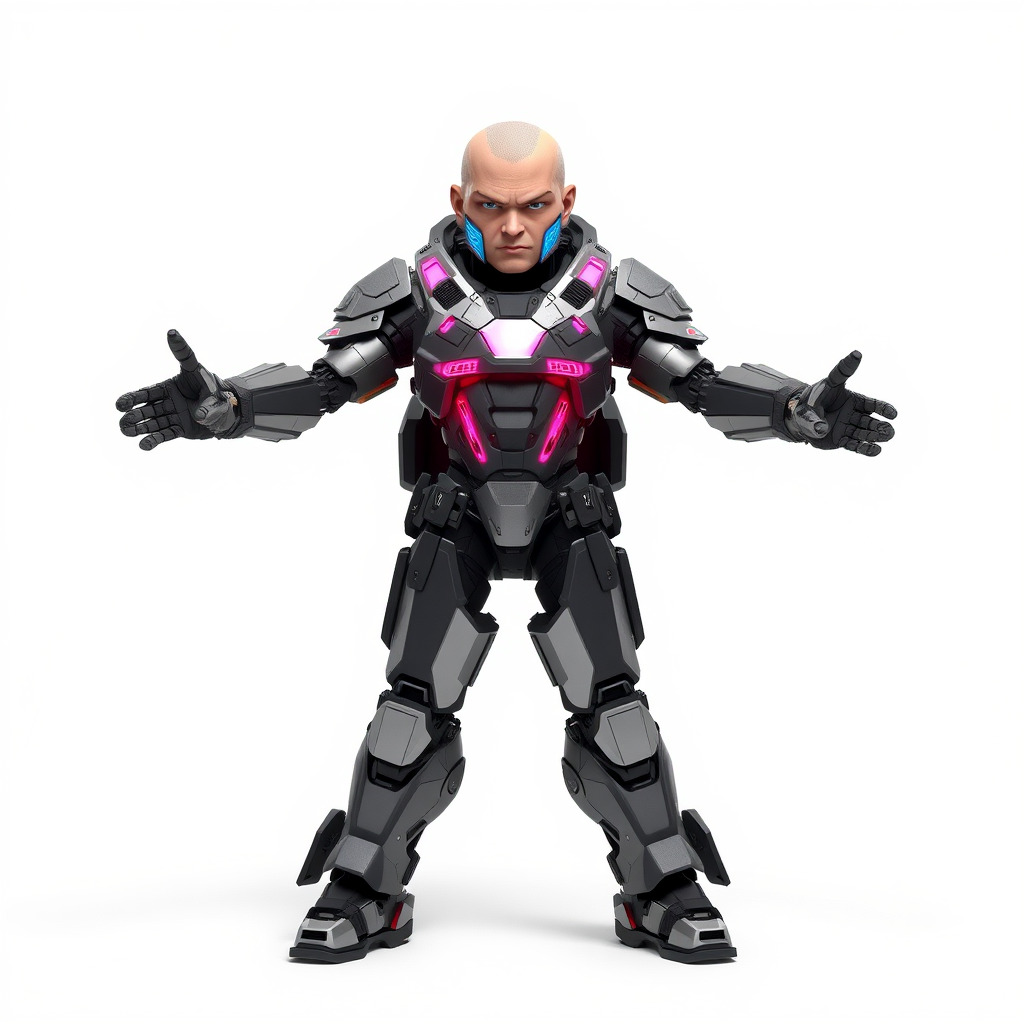 Cybernetic Warrior Rigged and Animated D Character Model Low-poly 3D model_3