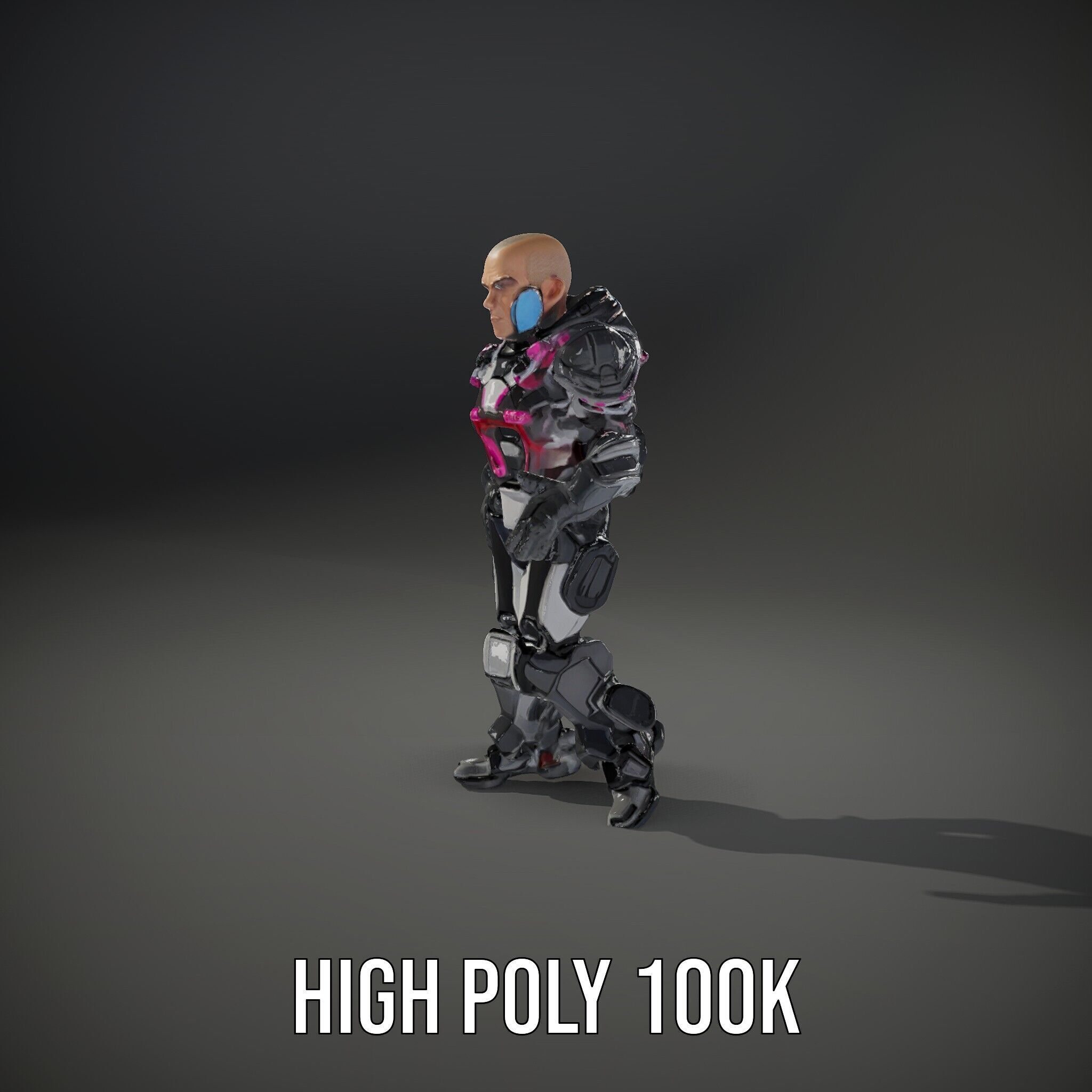 Cybernetic Warrior Rigged and Animated D Character Model Low-poly 3D model_22
