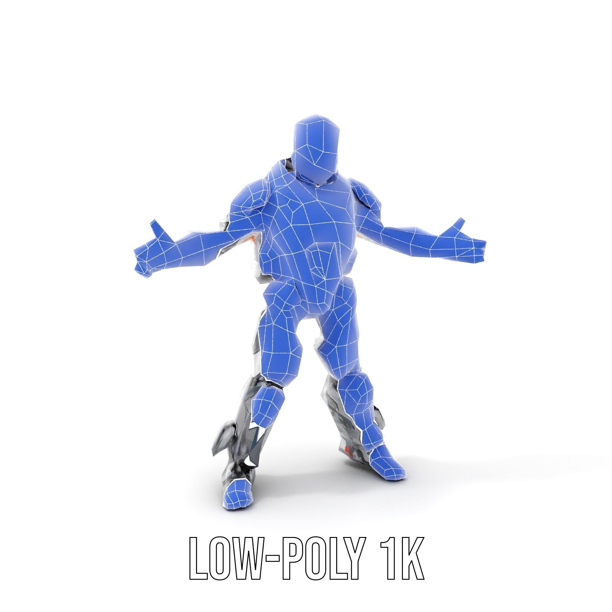 Cybernetic Warrior Rigged and Animated D Character Model Low-poly 3D model_27