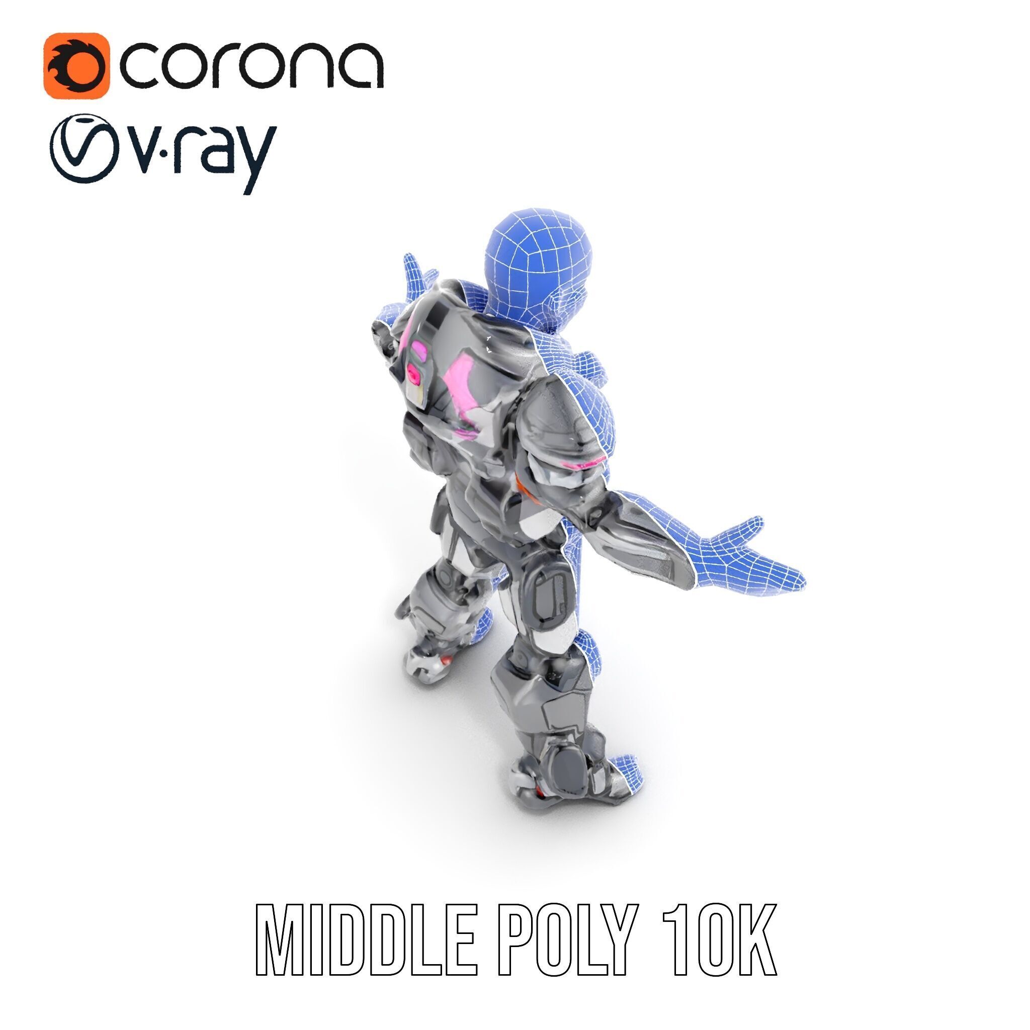 Cybernetic Warrior Rigged and Animated D Character Model Low-poly 3D model_31