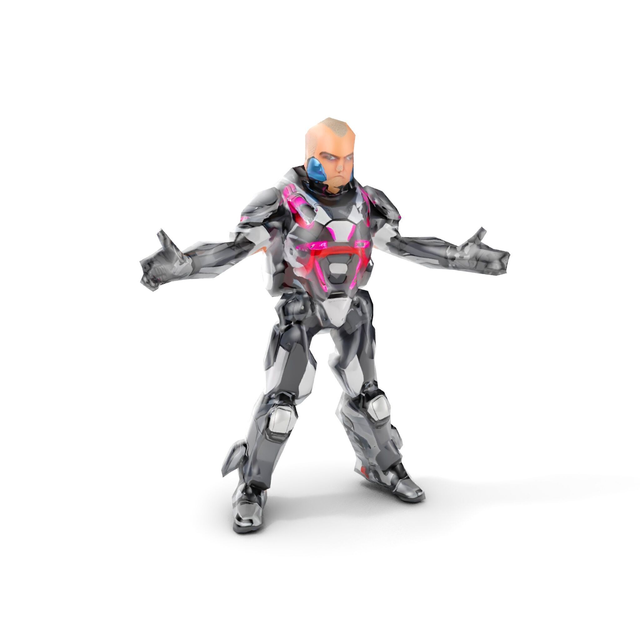 Cybernetic Warrior Rigged and Animated D Character Model Low-poly 3D model_10