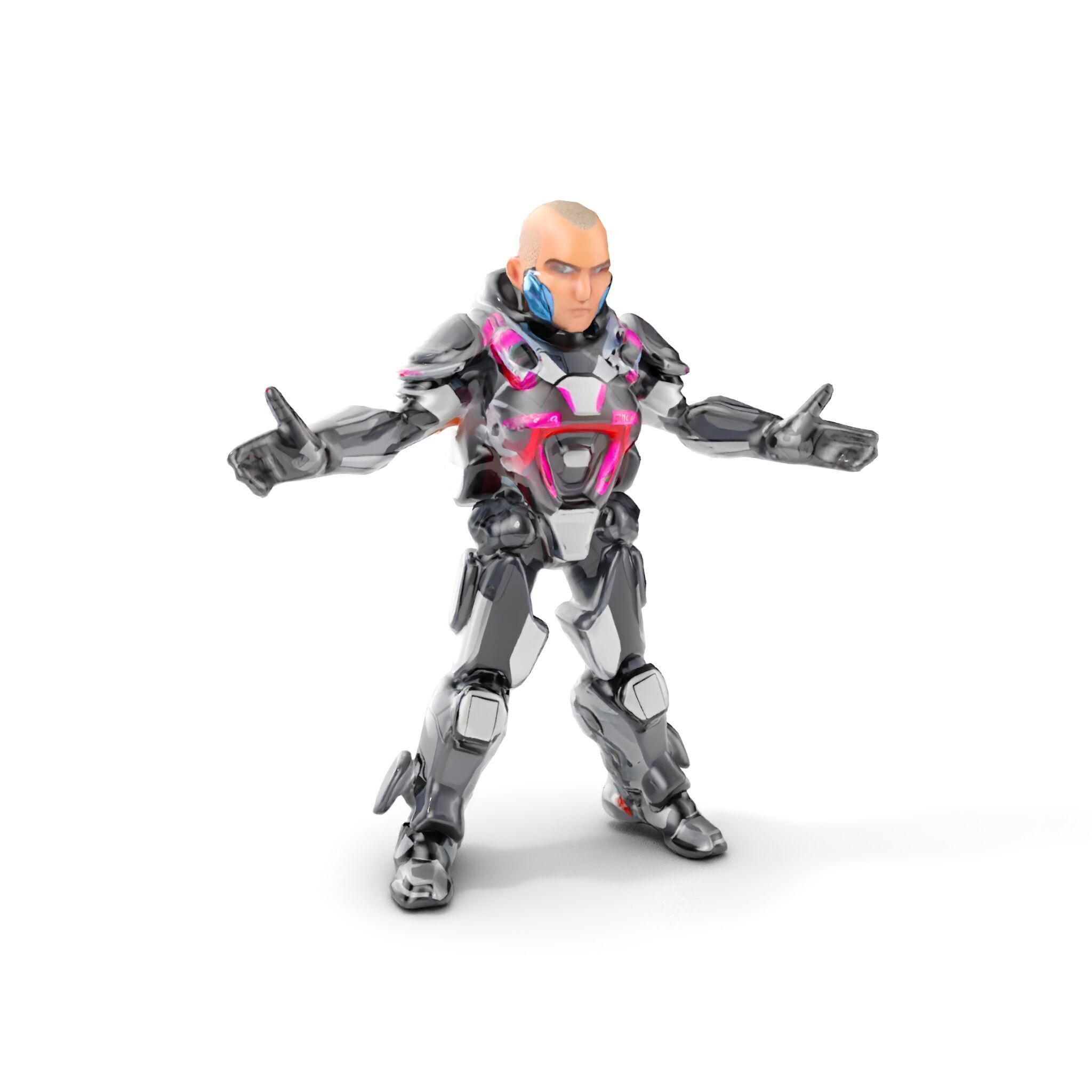 Cybernetic Warrior Rigged and Animated D Character Model Low-poly 3D model_26