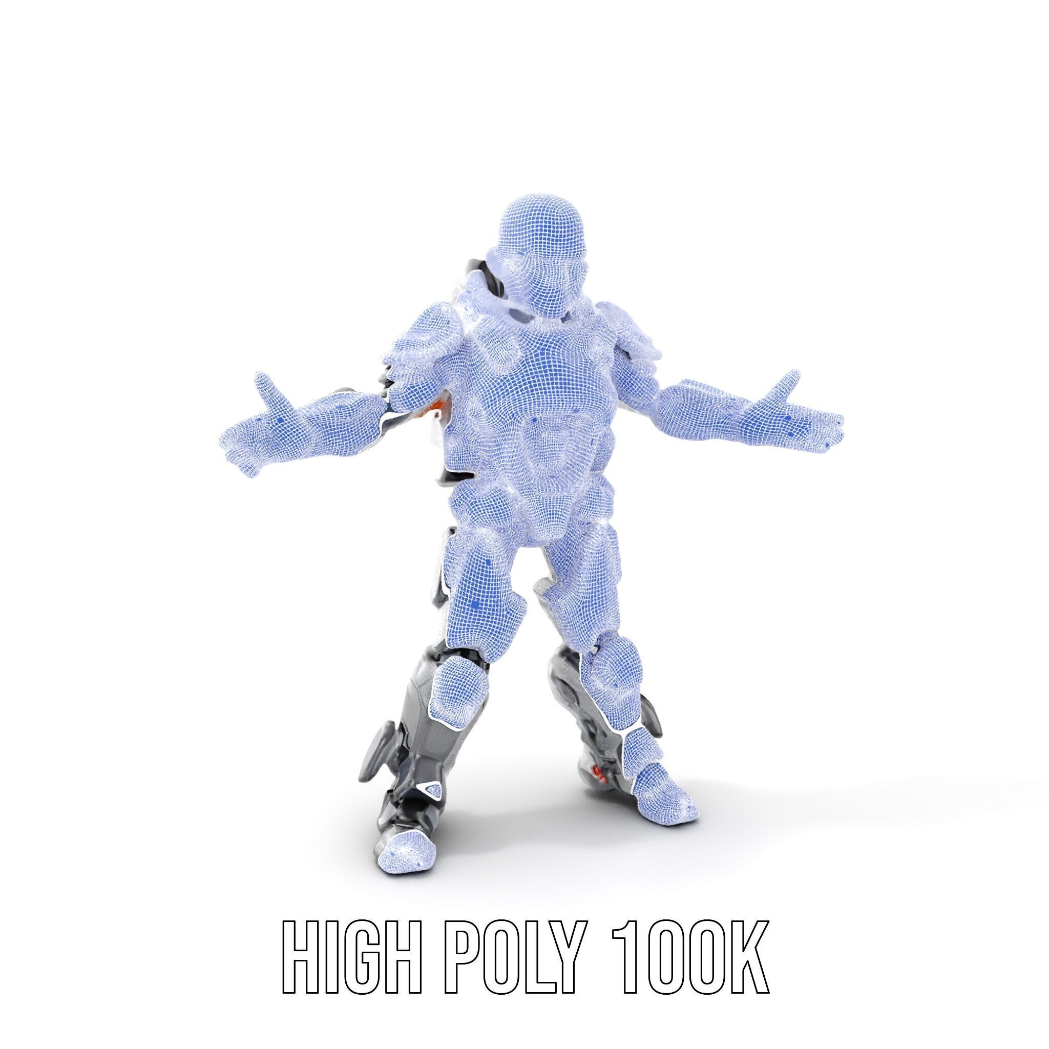 Cybernetic Warrior Rigged and Animated D Character Model Low-poly 3D model_5