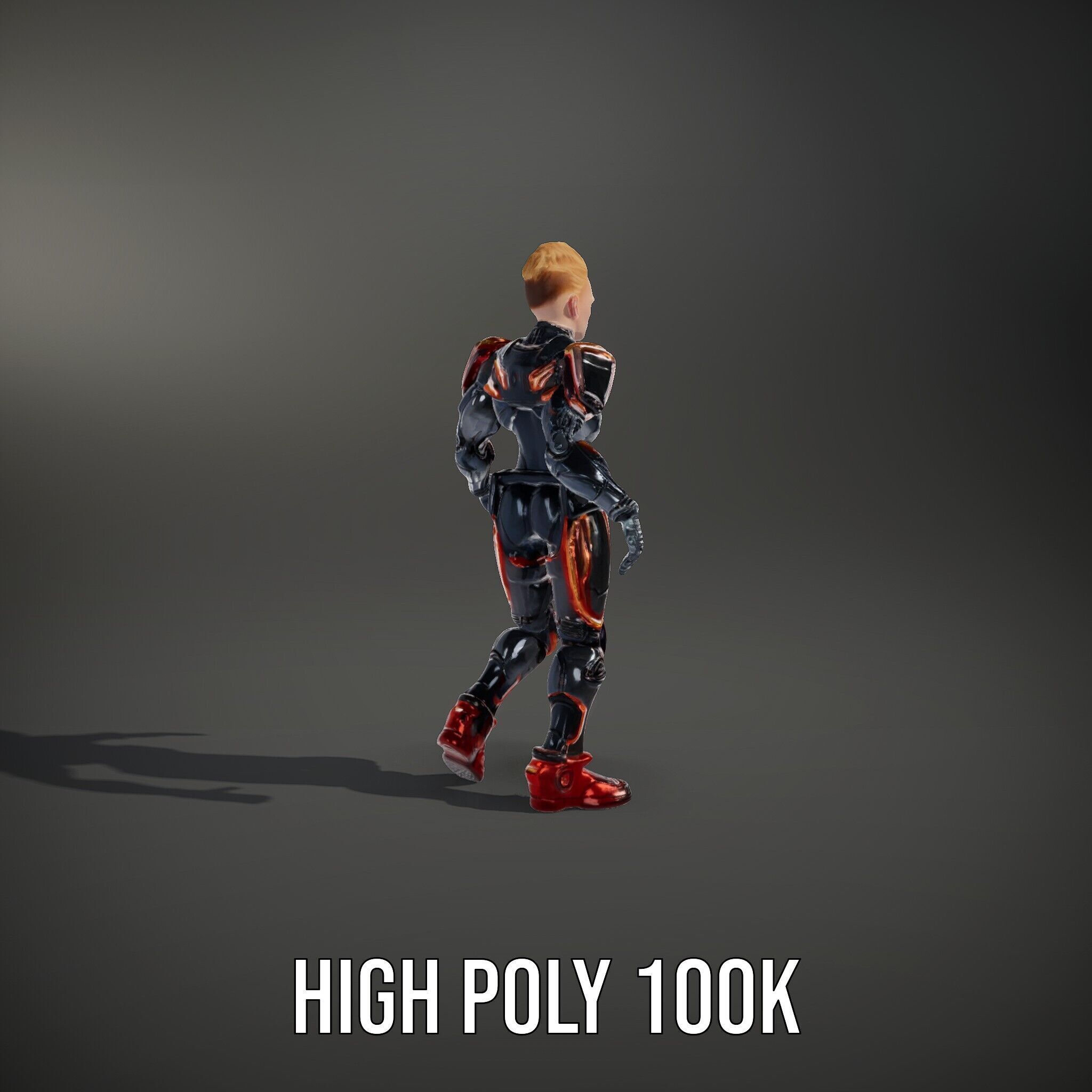 Futuristic Cyber Warrior Rigged and Animated Low-poly 3D model_12