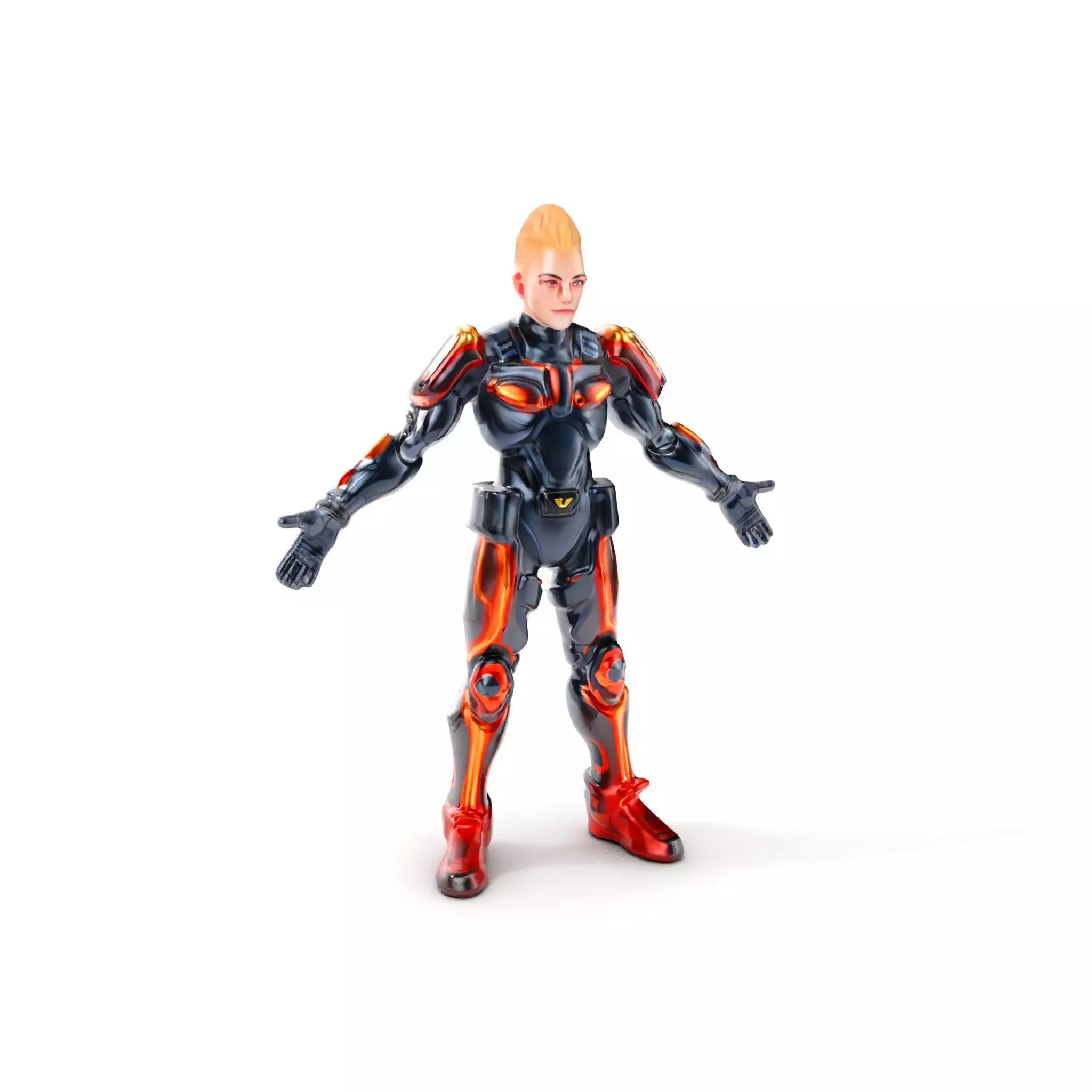Futuristic Cyber Warrior Rigged and Animated Low-poly 3D model_0