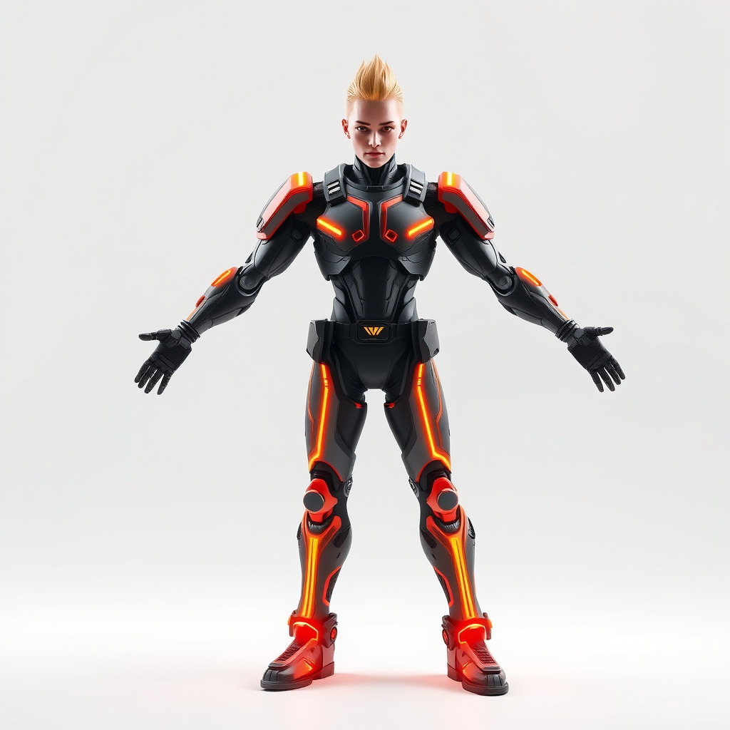 Futuristic Cyber Warrior Rigged and Animated Low-poly 3D model_3