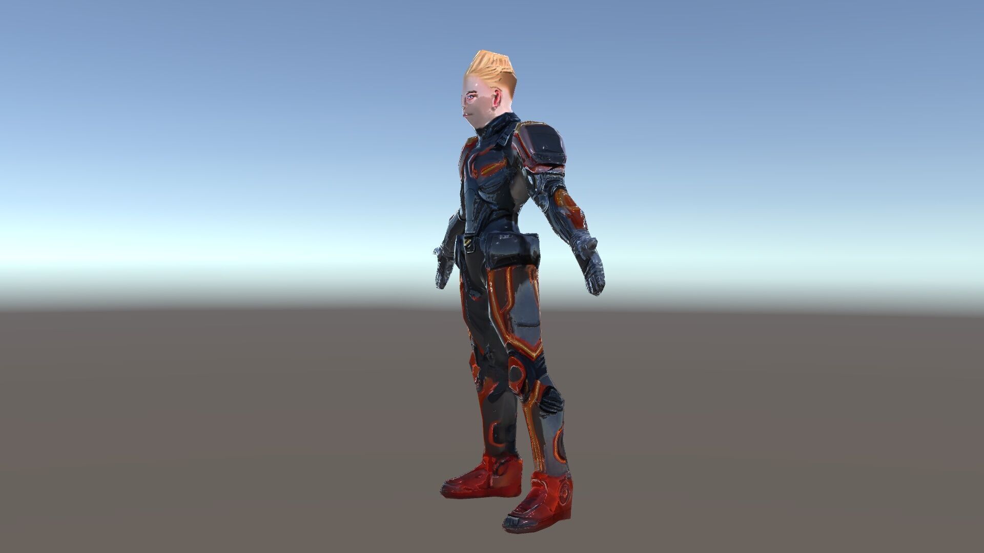 Futuristic Cyber Warrior Rigged and Animated Low-poly 3D model_35