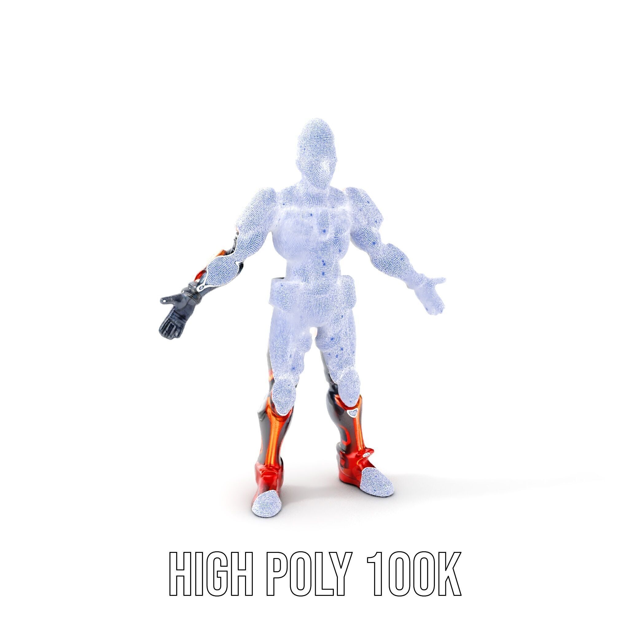 Futuristic Cyber Warrior Rigged and Animated Low-poly 3D model_5