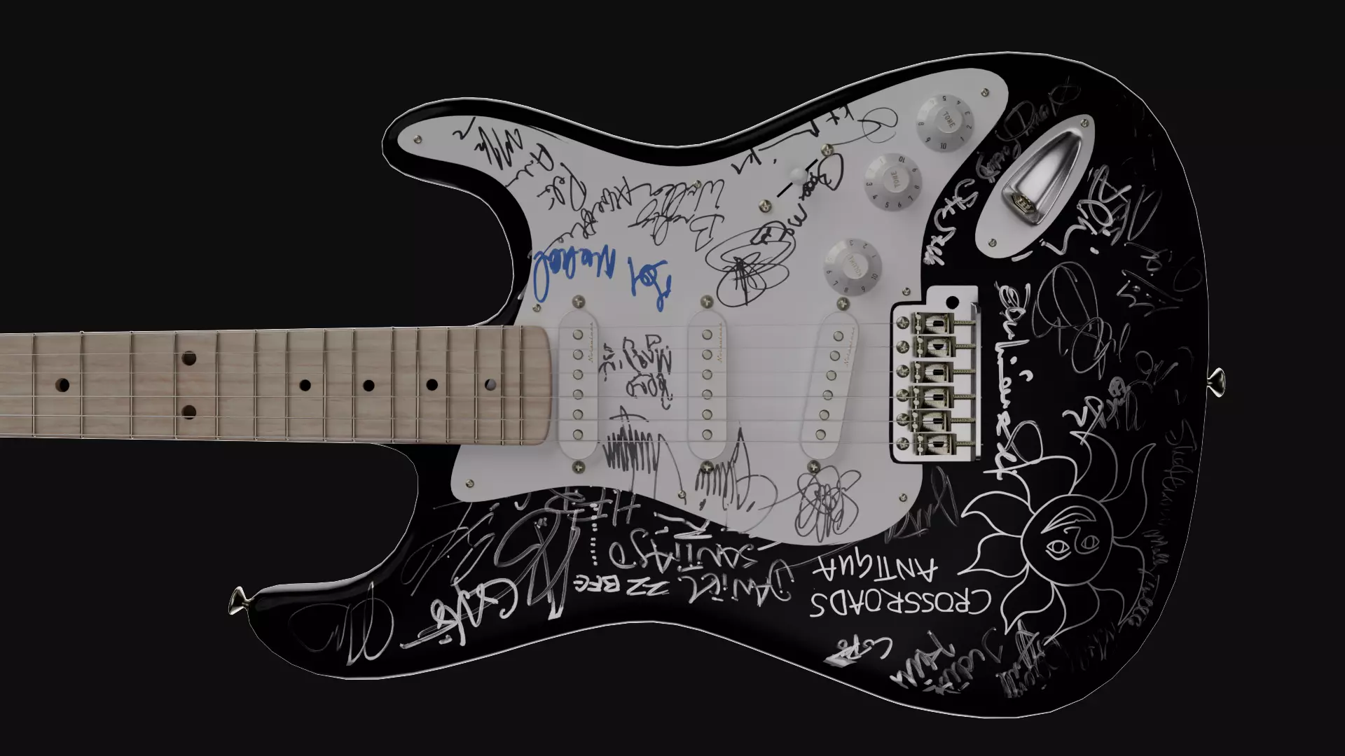 High Poly Electric Guitar 3D model_0