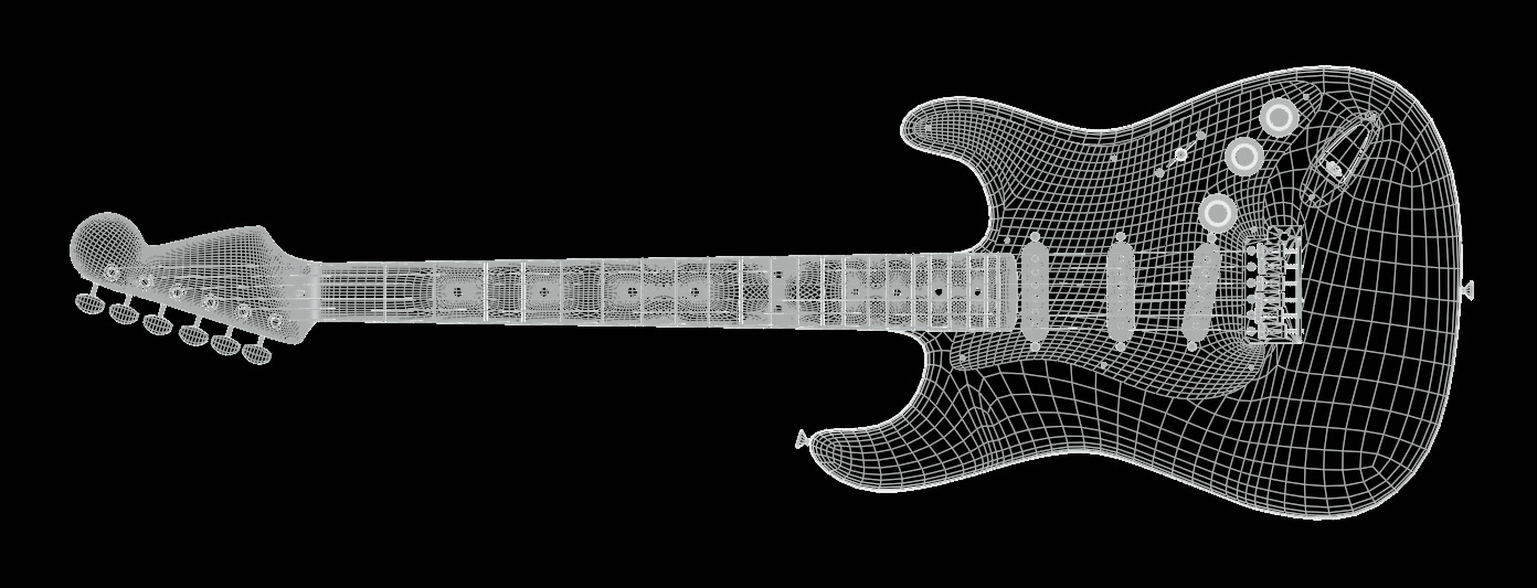 High Poly Electric Guitar 3D model_4