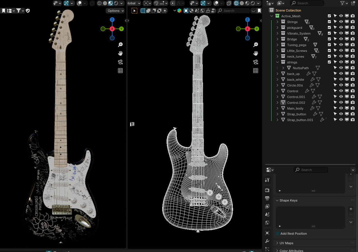 High Poly Electric Guitar 3D model_3