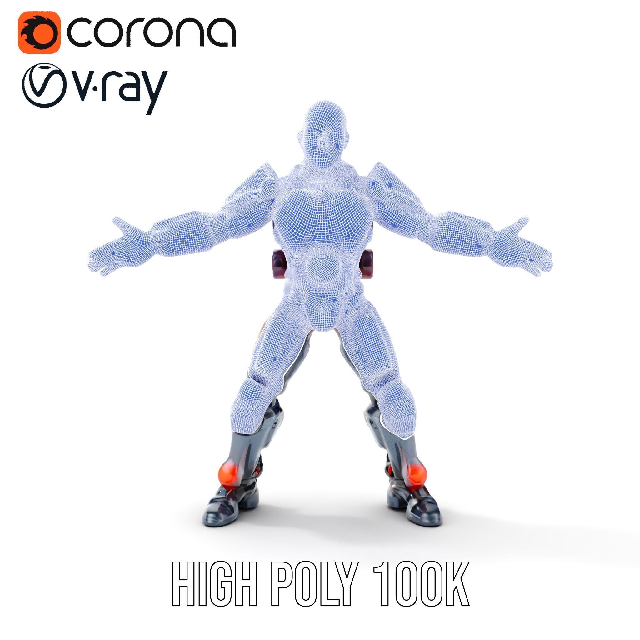 Cybernetic Warrior Rigged and Animated D Model Low-poly 3D model_38