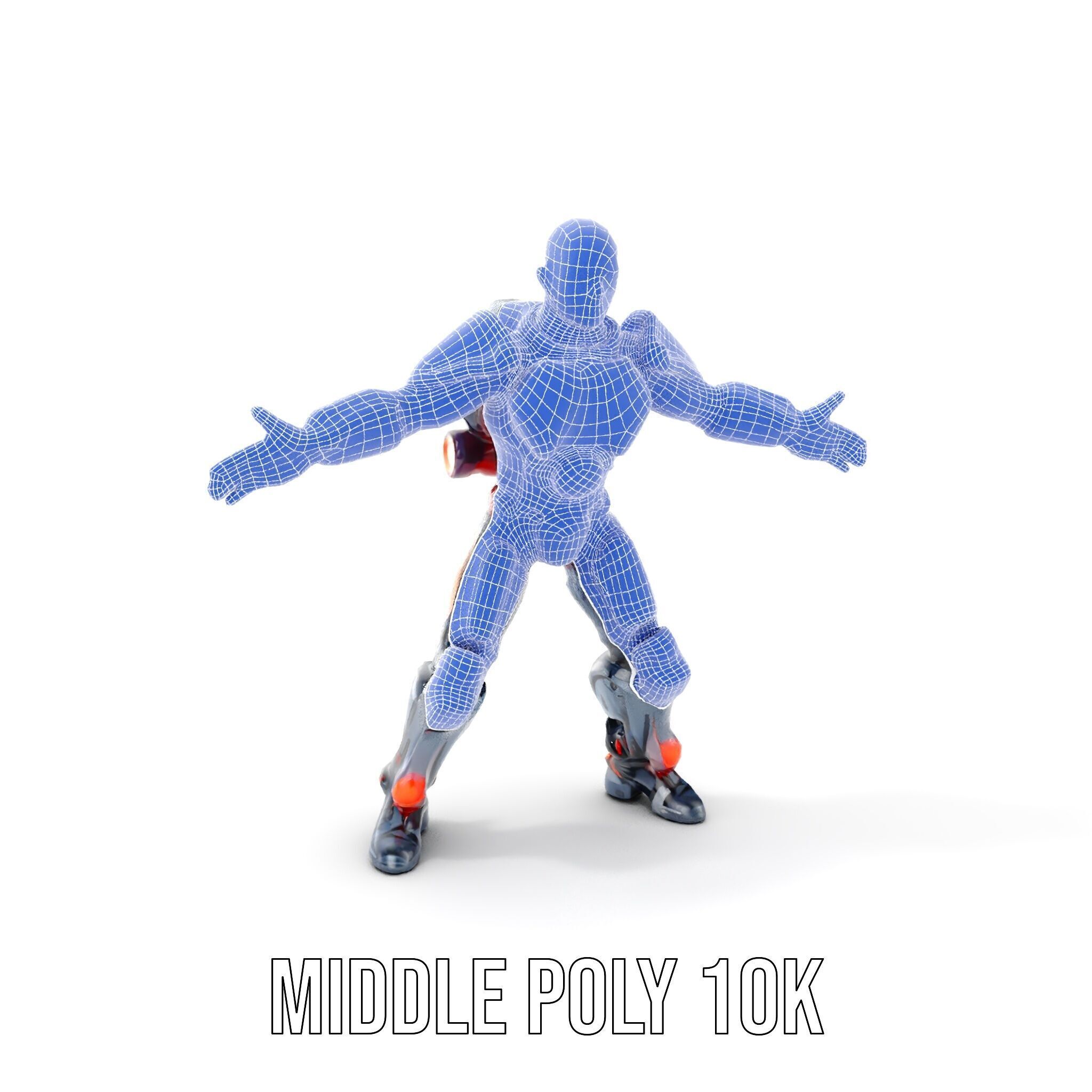 Cybernetic Warrior Rigged and Animated D Model Low-poly 3D model_37