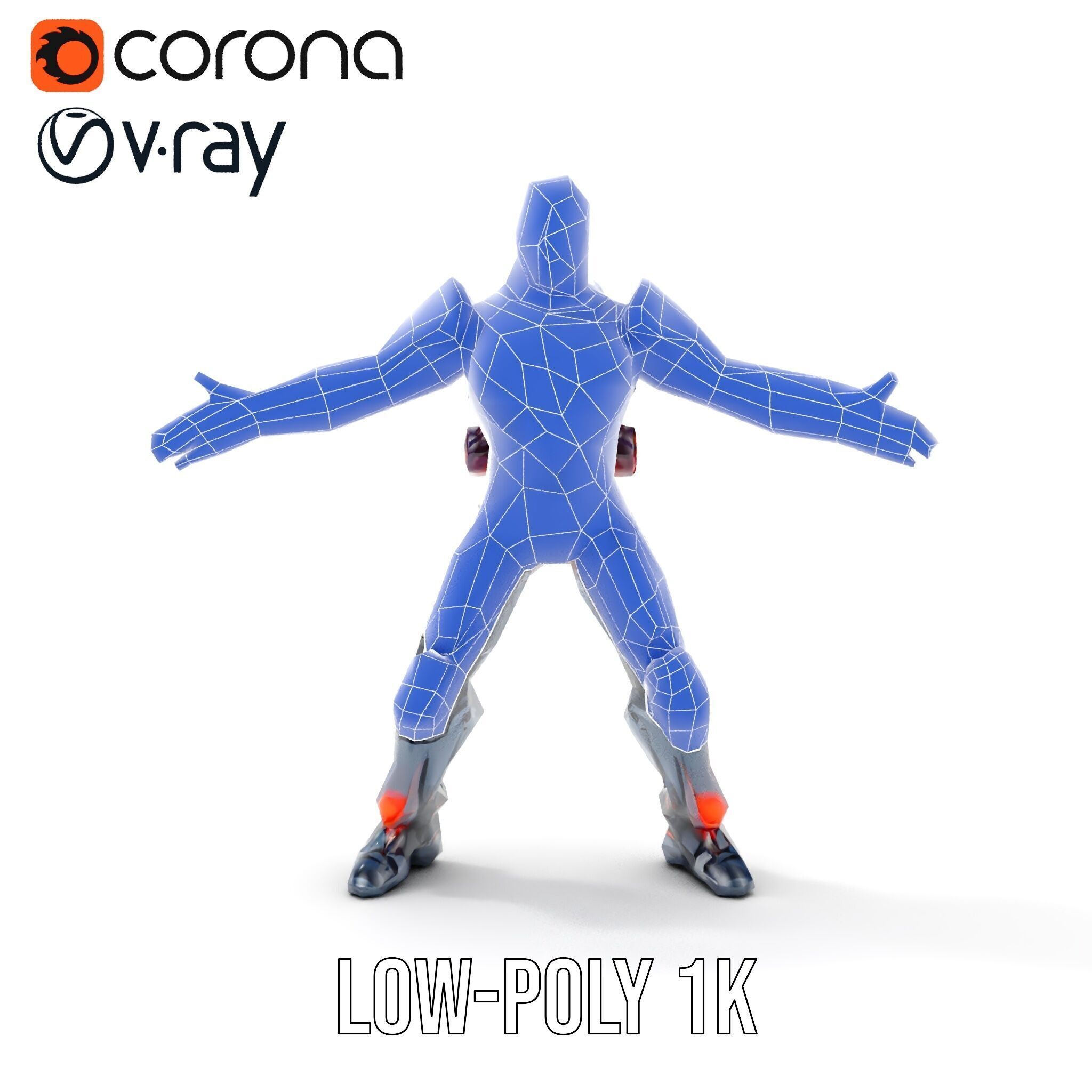 Cybernetic Warrior Rigged and Animated D Model Low-poly 3D model_13