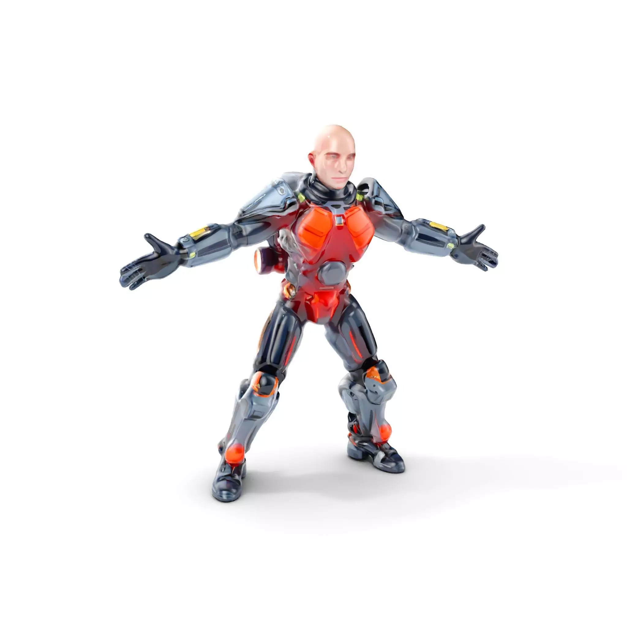 Cybernetic Warrior Rigged and Animated D Model Low-poly 3D model_0