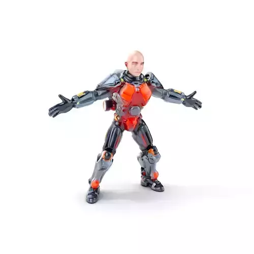 Cybernetic Warrior Rigged and Animated D Model Low-poly 3D model