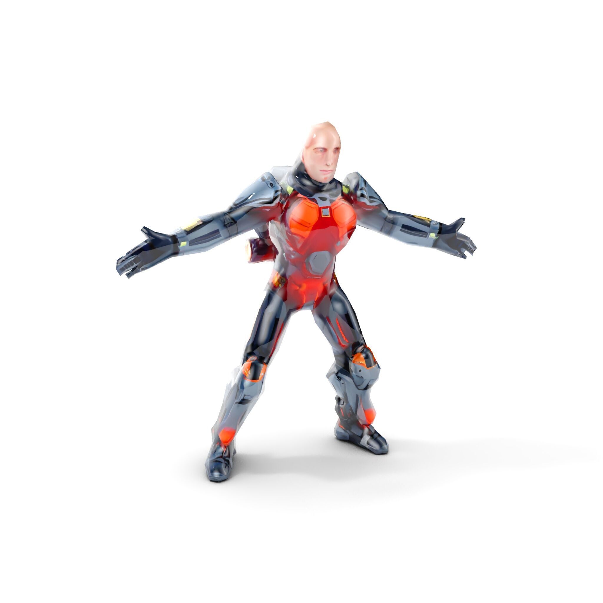 Cybernetic Warrior Rigged and Animated D Model Low-poly 3D model_11