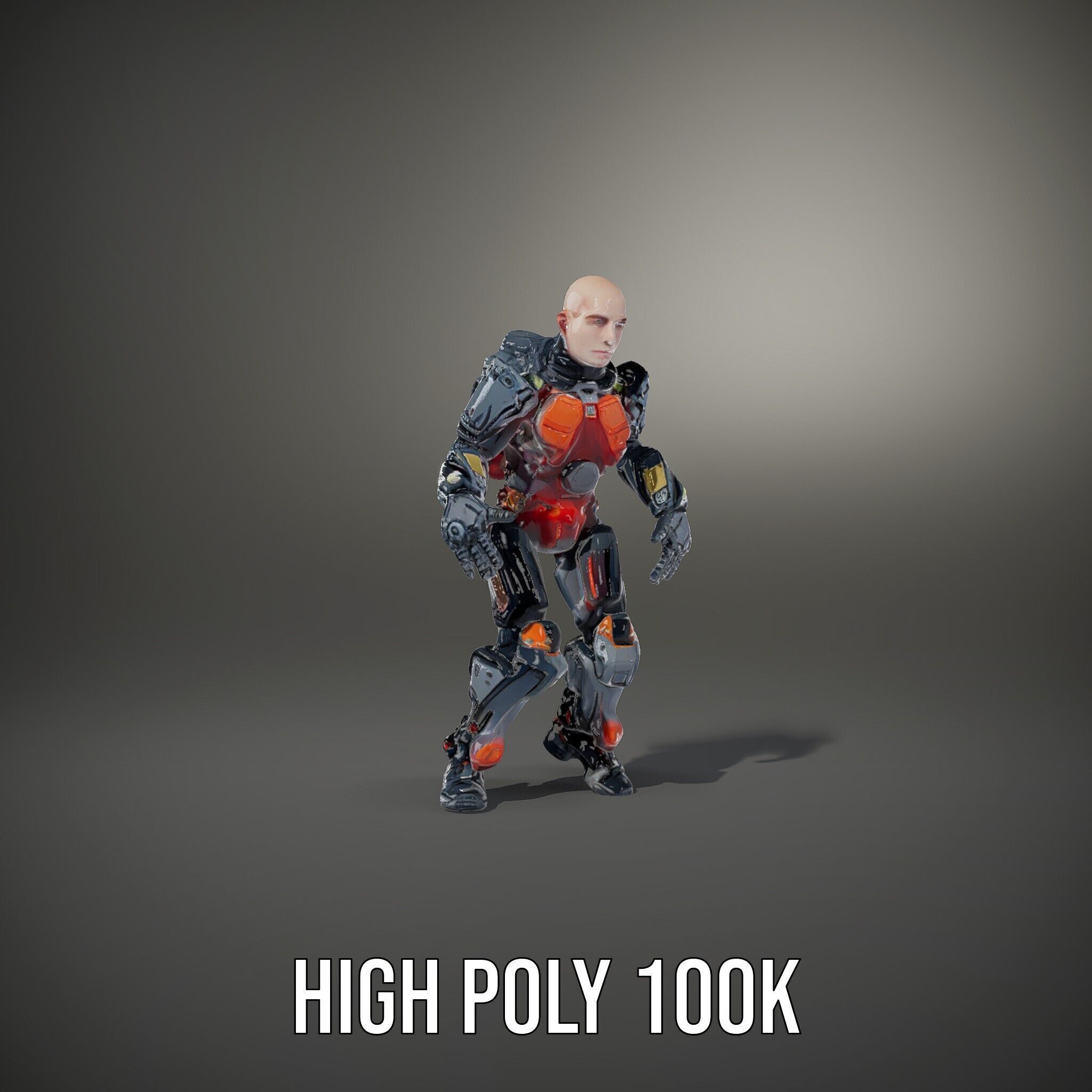 Cybernetic Warrior Rigged and Animated D Model Low-poly 3D model_9