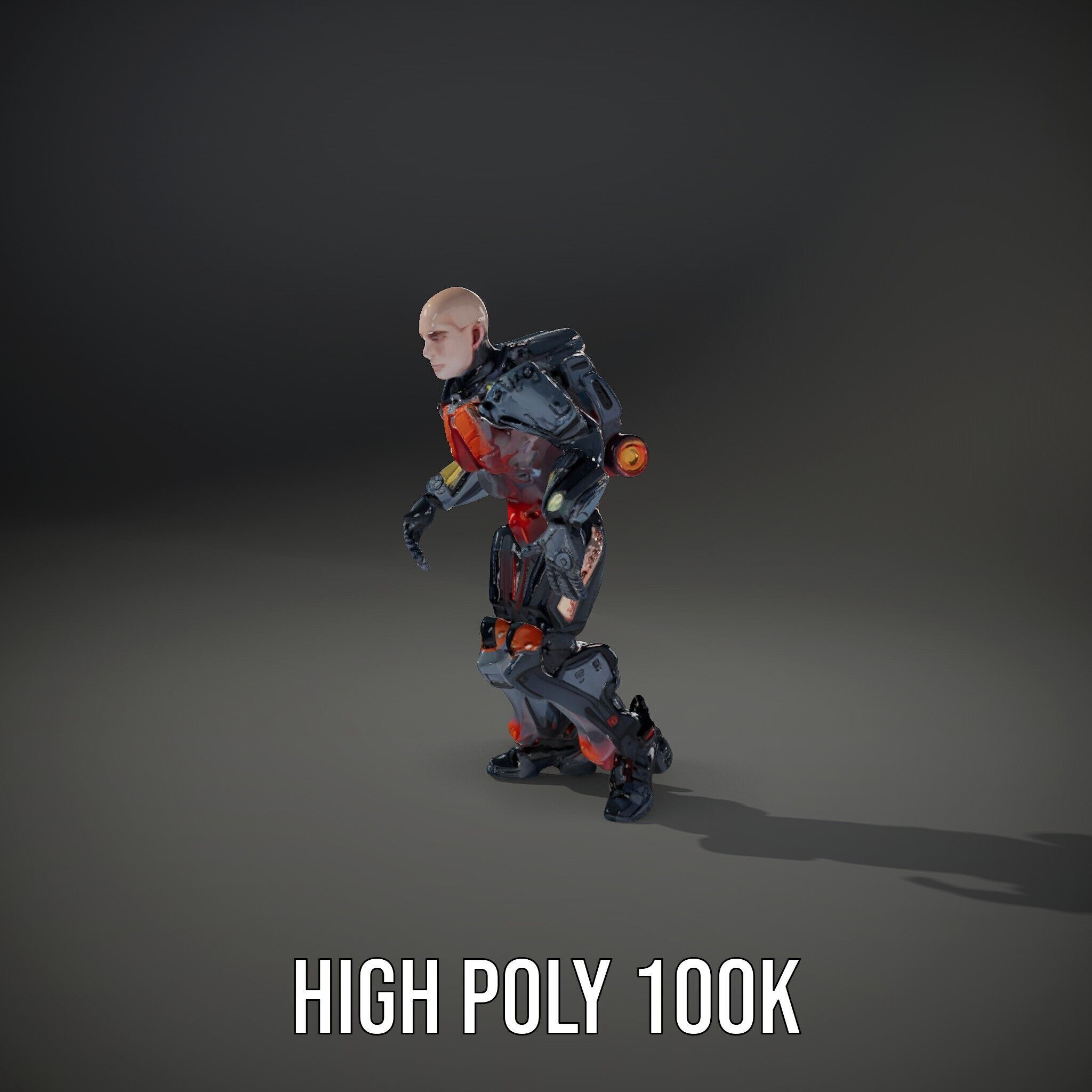 Cybernetic Warrior Rigged and Animated D Model Low-poly 3D model_17