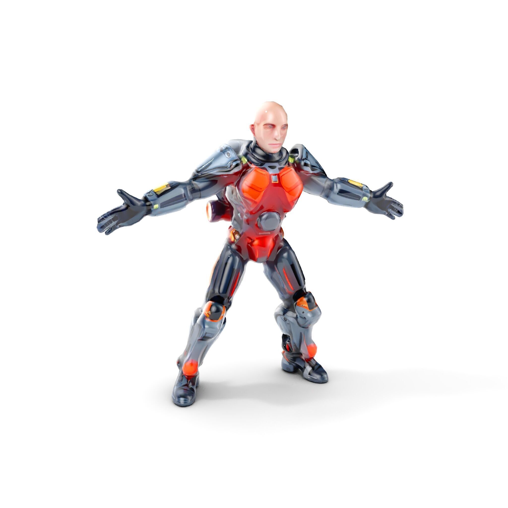 Cybernetic Warrior Rigged and Animated D Model Low-poly 3D model_15