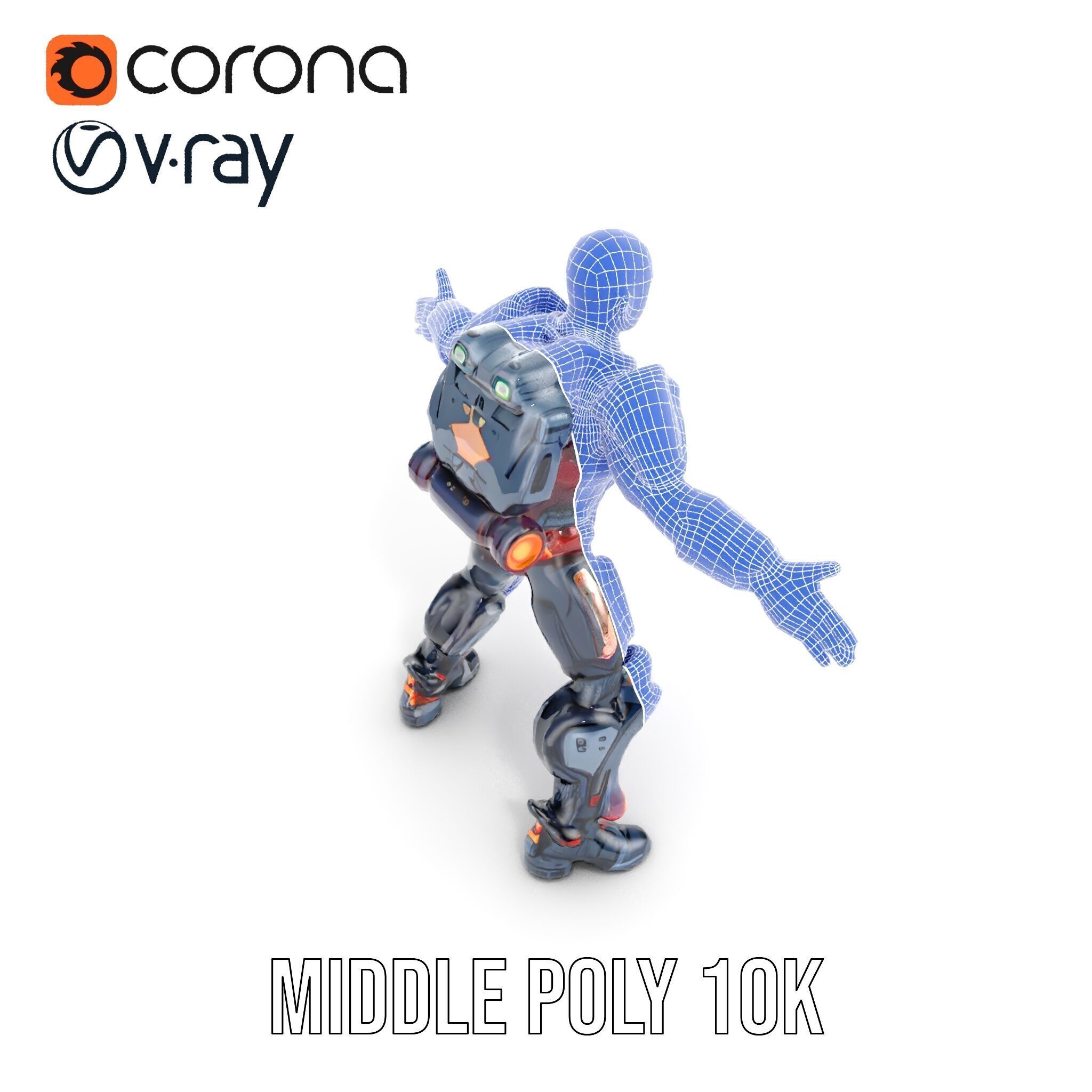 Cybernetic Warrior Rigged and Animated D Model Low-poly 3D model_21