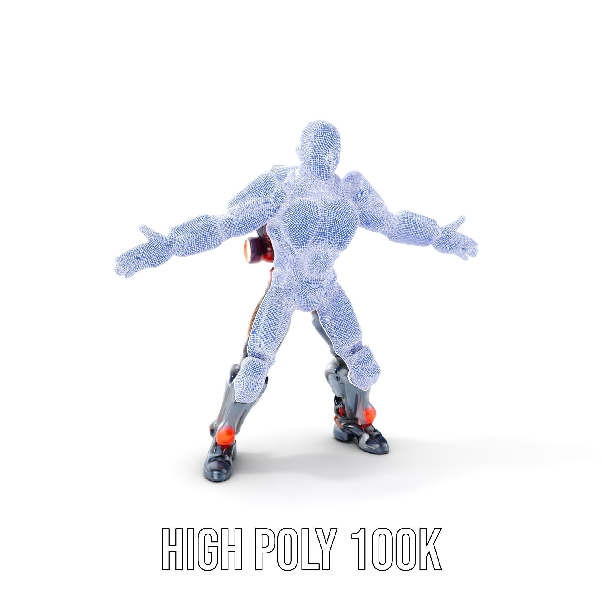 Cybernetic Warrior Rigged and Animated D Model Low-poly 3D model_5