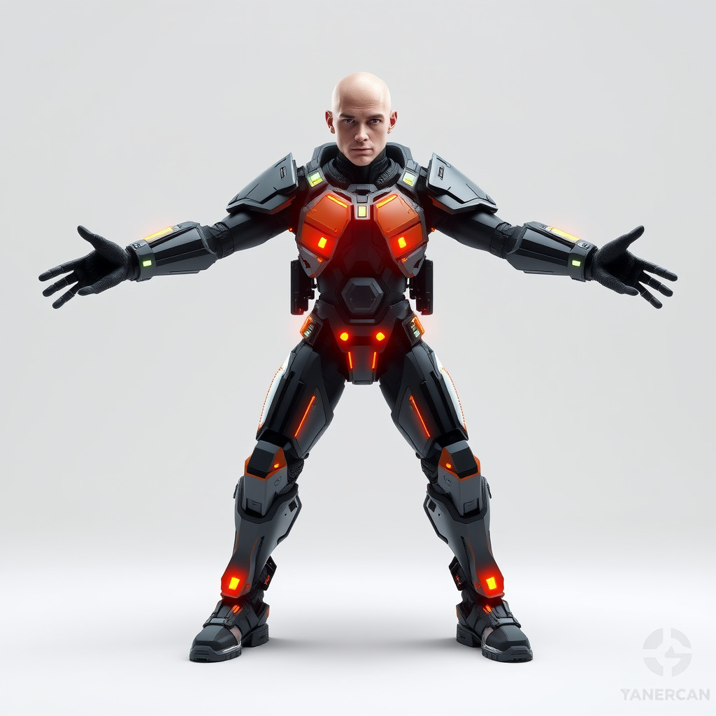 Cybernetic Warrior Rigged and Animated D Model Low-poly 3D model_3