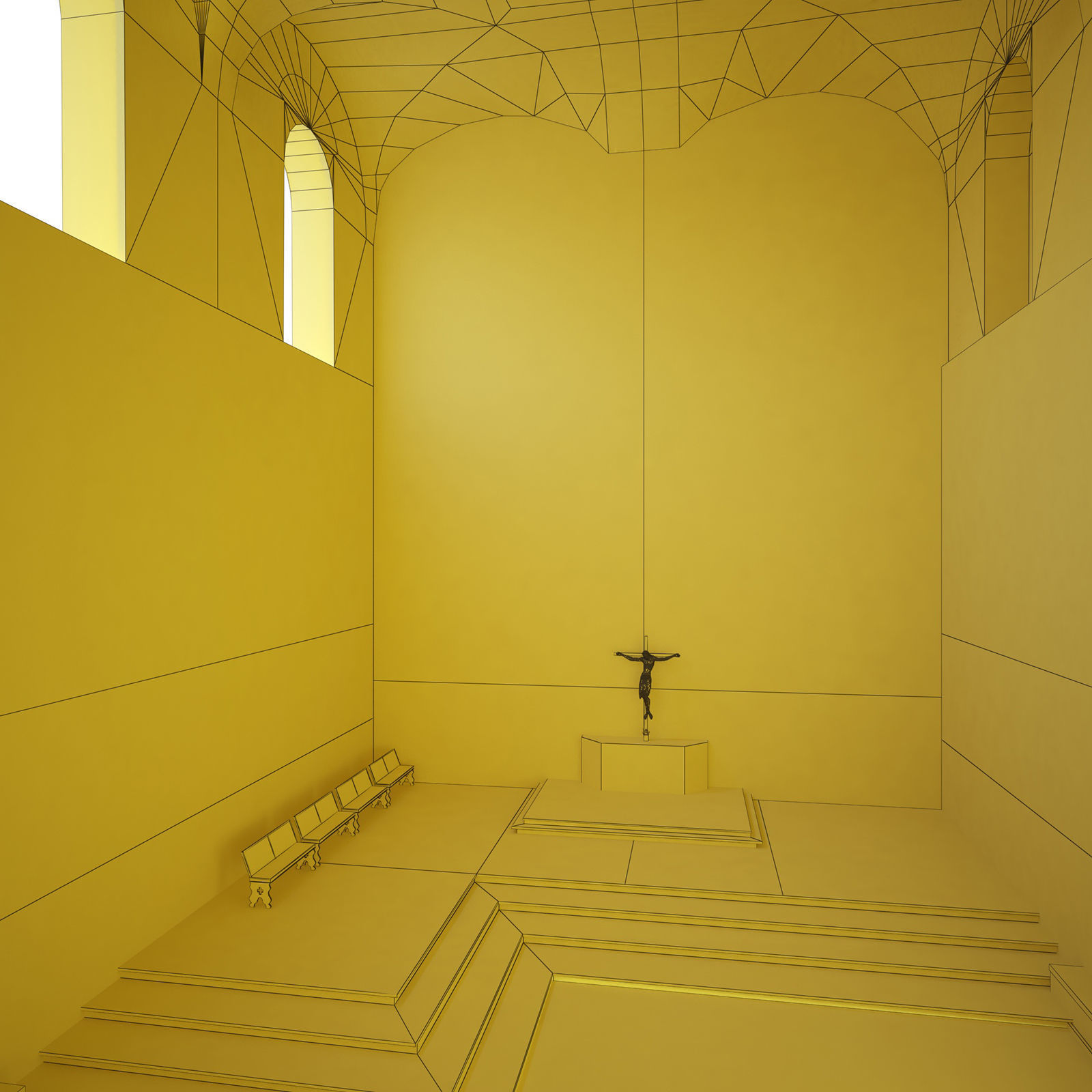 Sistine Chapel Interior Low Poly Low-poly 3D model_8