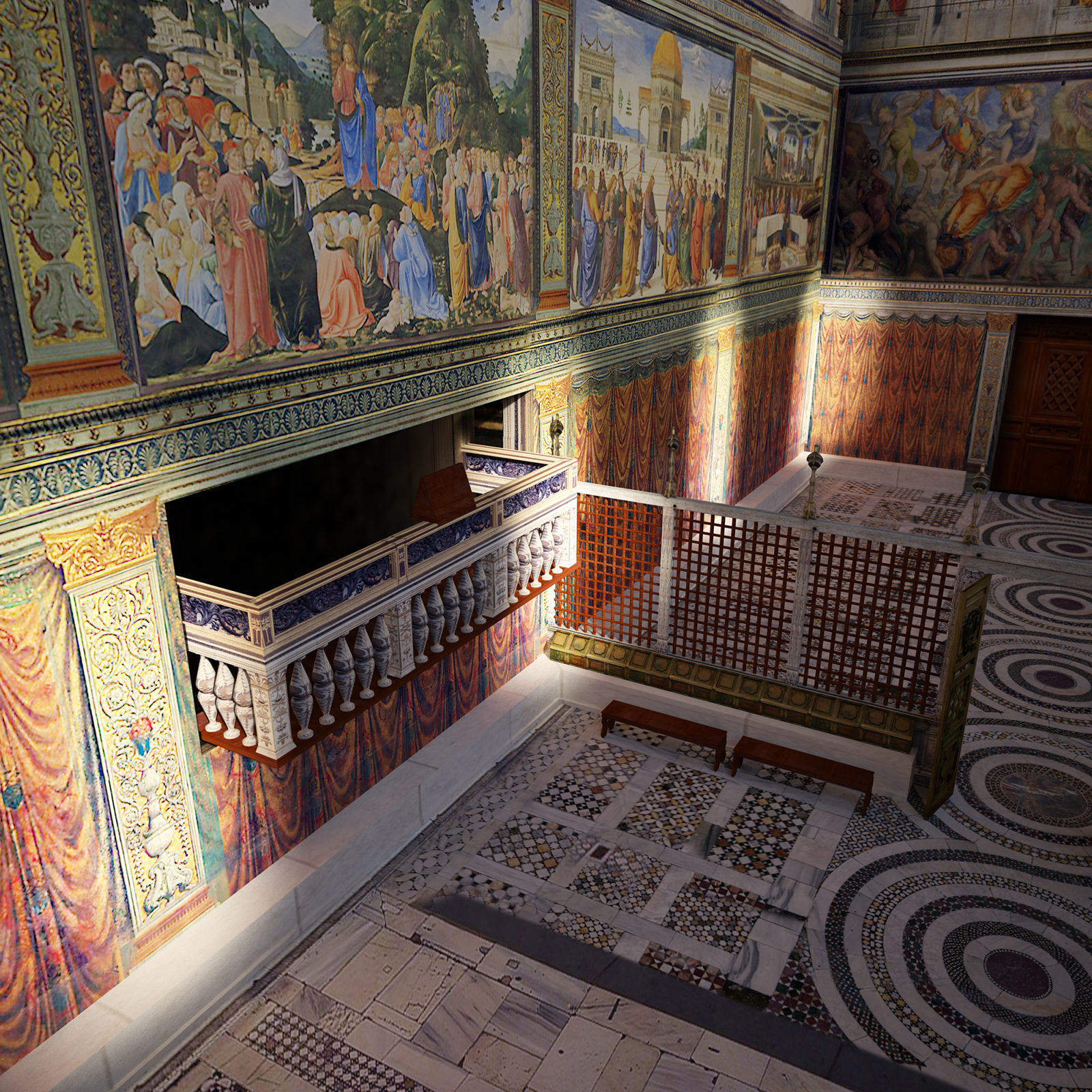 Sistine Chapel Interior Low Poly Low-poly 3D model_5