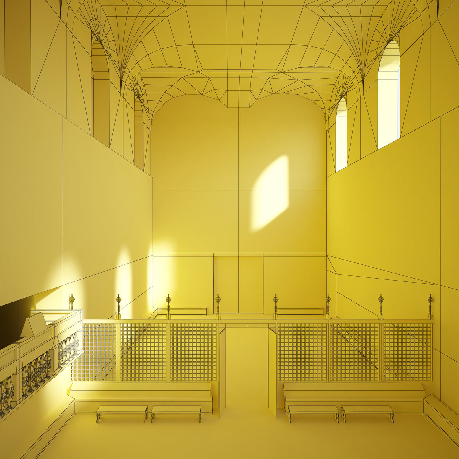 Sistine Chapel Interior Low Poly Low-poly 3D model_6