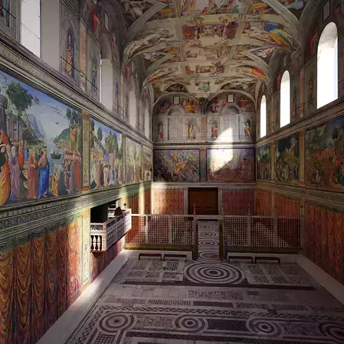 Sistine Chapel Interior Low Poly Low-poly 3D model