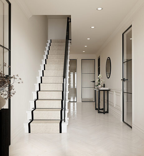 Modern Luxury Hallway Stairs Corridor 3D Interior Scene  Low-poly 3D model