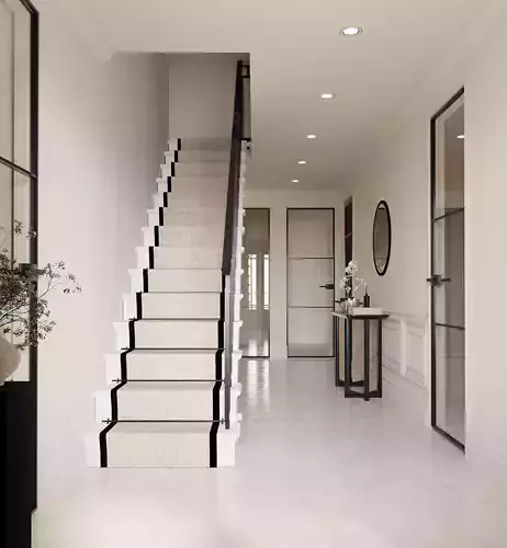 Modern Luxury Hallway Stairs Corridor 3D Interior Scene 