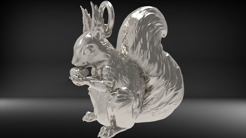 Squirrel Eating Nut Pendant charm bracelet Jewelry Necklace 3D print model_2