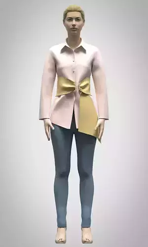 womens blazer and wide-leg pants rigged model Low-poly 3D model