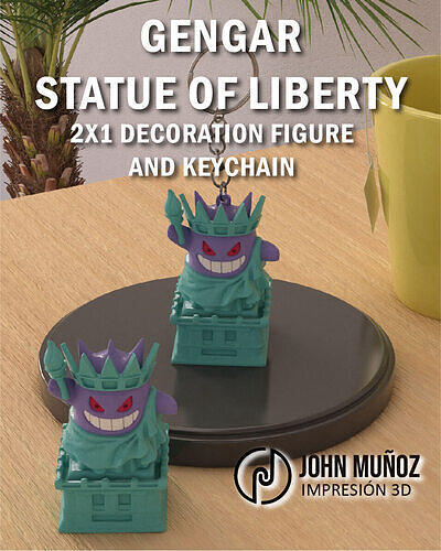 Gengar Statue of Liberty Figure decorative and keychain 3D print model